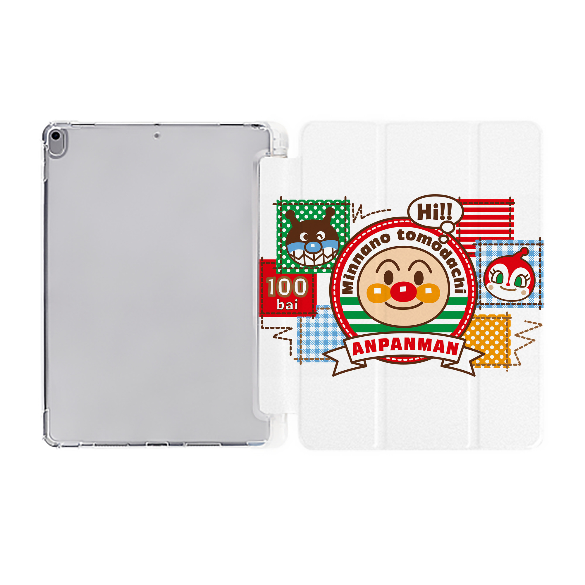 （画像用） アンパンマン Anpanman IPad ケース ペン収納付き 三つ折りスタンド PUレザー×シリコン 対応機種9.5/10.5/10.9インチ